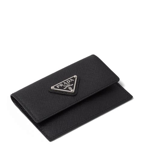 prada black saffiano leather card holder|prada saffiano wallet price.